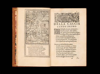 Della caccia poema del signor Erasmo di Valuasone. All'ill. signor Cesare di Valuasone suo nepote. Con gli argomenti a ciascun canto del sig. Gio. Domenico de gli Alessandri.