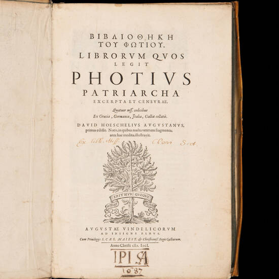 Βιβλιοθηκη... Librorum quos legit Photius Patriarca excerpta et censurae.